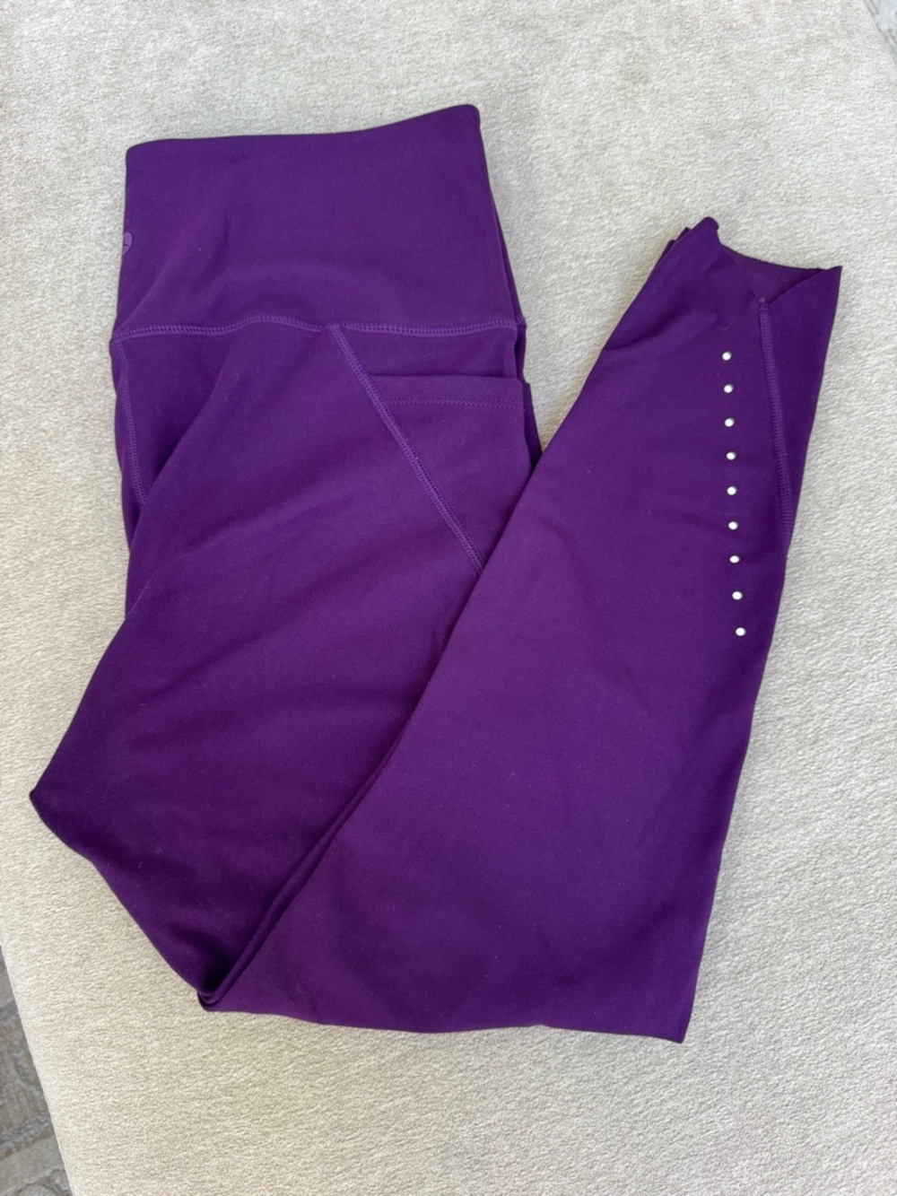 Danskin Purple High-Waist Leggings with Side Reflective Detail